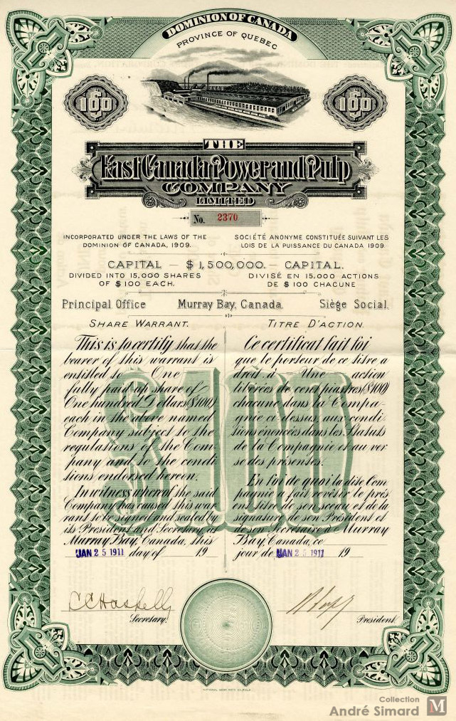 1 Pour montage Certificat dactions 1911