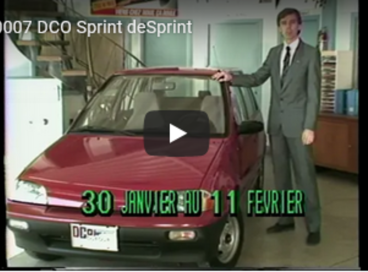 La puissance du 3 cylindres de la la Chevrolet Sprint (J'en ai eu 2). Publicité DCO vers 1988